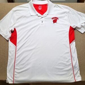 WISCONSIN BADGERS POLO SHIRT MEN'S 2XL WHITE RED